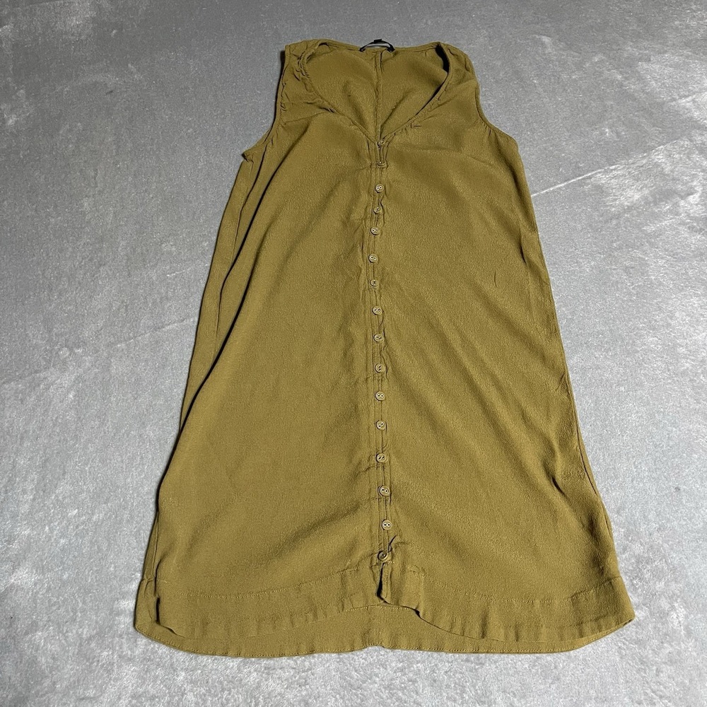 Madewell Dress Womens XS Olive Green Sleeveless‎ Button Front Dainty Whimsy Boho